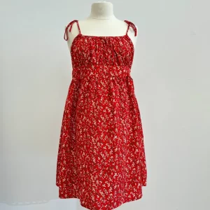 Red Floral Strap Dress