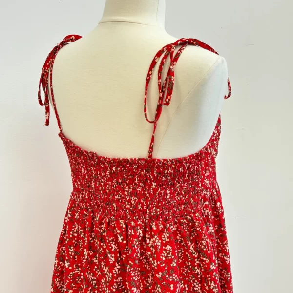 Red Floral Strap Dress