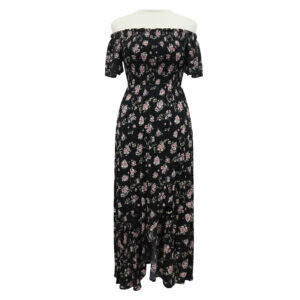 Black Floral Off-Shoulder Maxi Dress