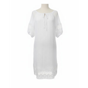 White Gauze Lace Trim Beach Cover-Up