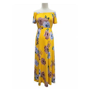 Yellow Floral Short Sleeve Dress