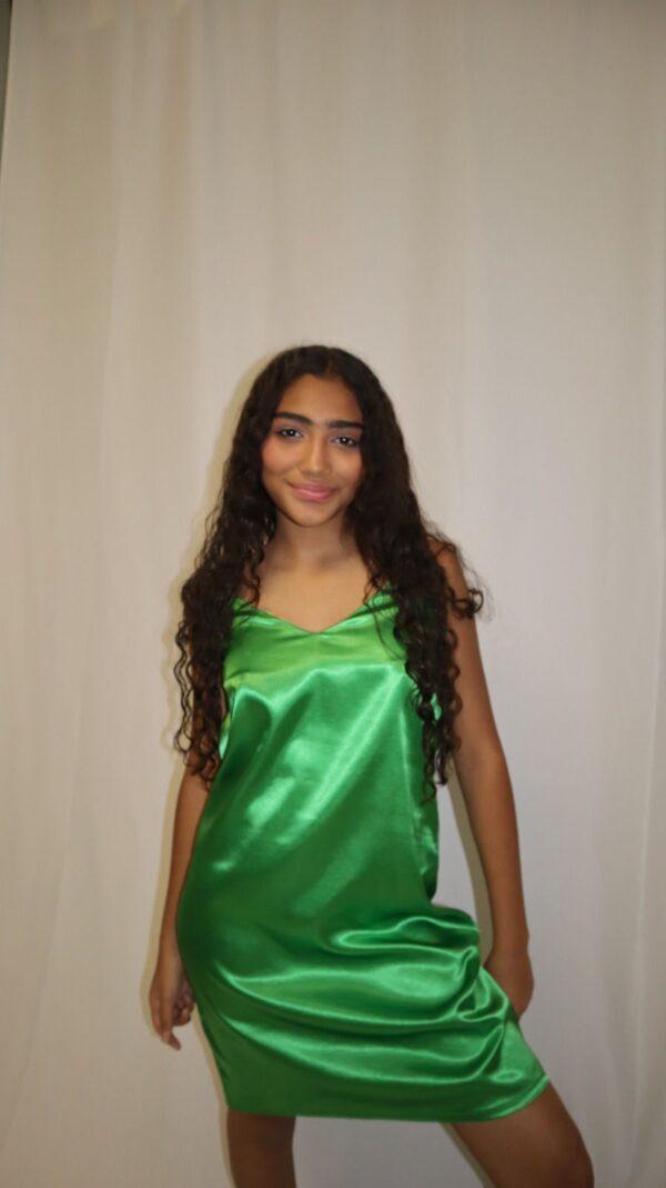 PLAIN GREEN SATIN DRESS