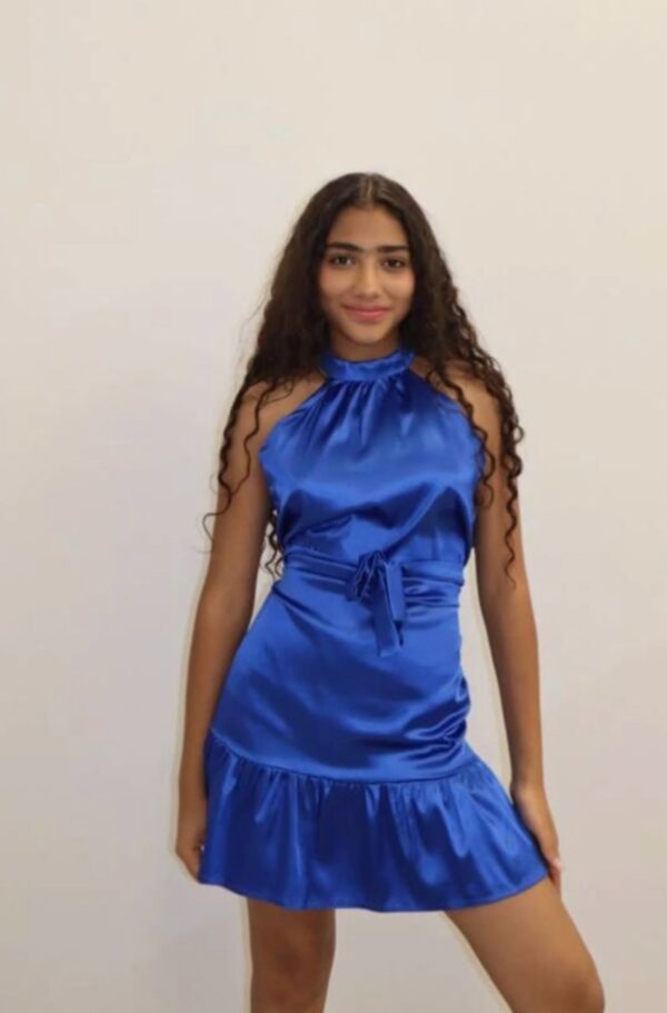 BLUE SATIN DRESS