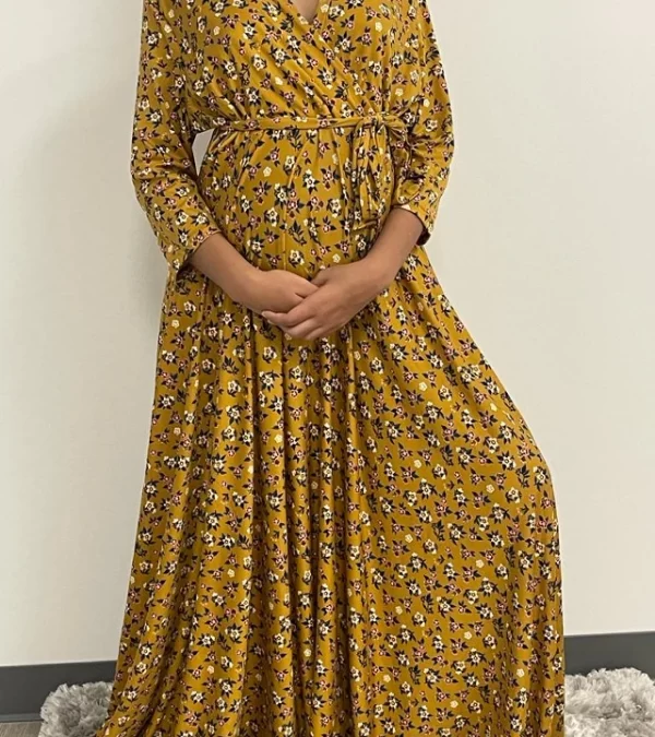 Yellow Long Dress with Flowers