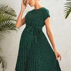 Green Dotted Short Dress