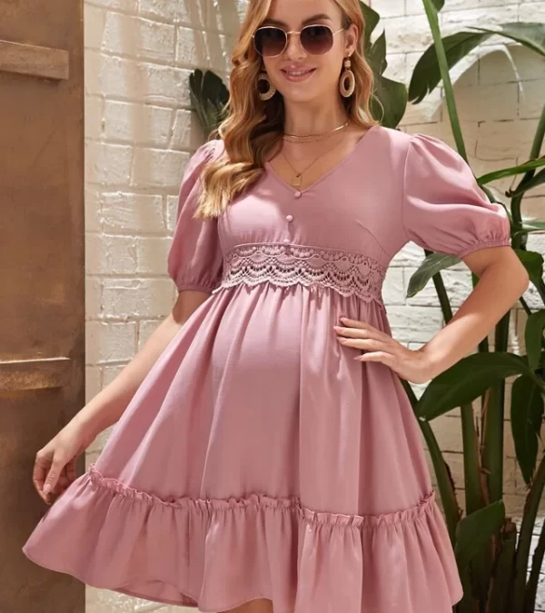 Pink Flutted Short Dress